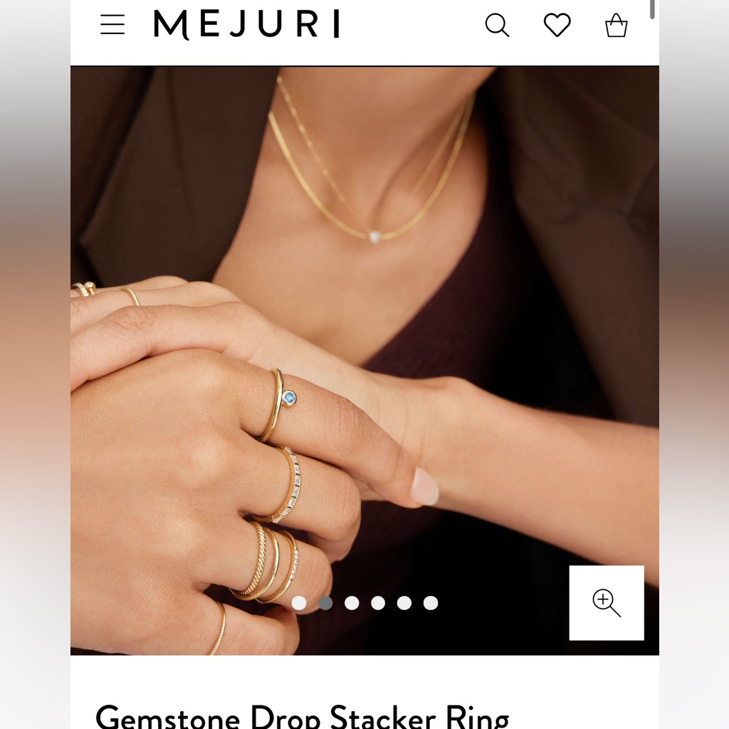 Mejuri Gold And Blue Stacker Gem Ring Size 6